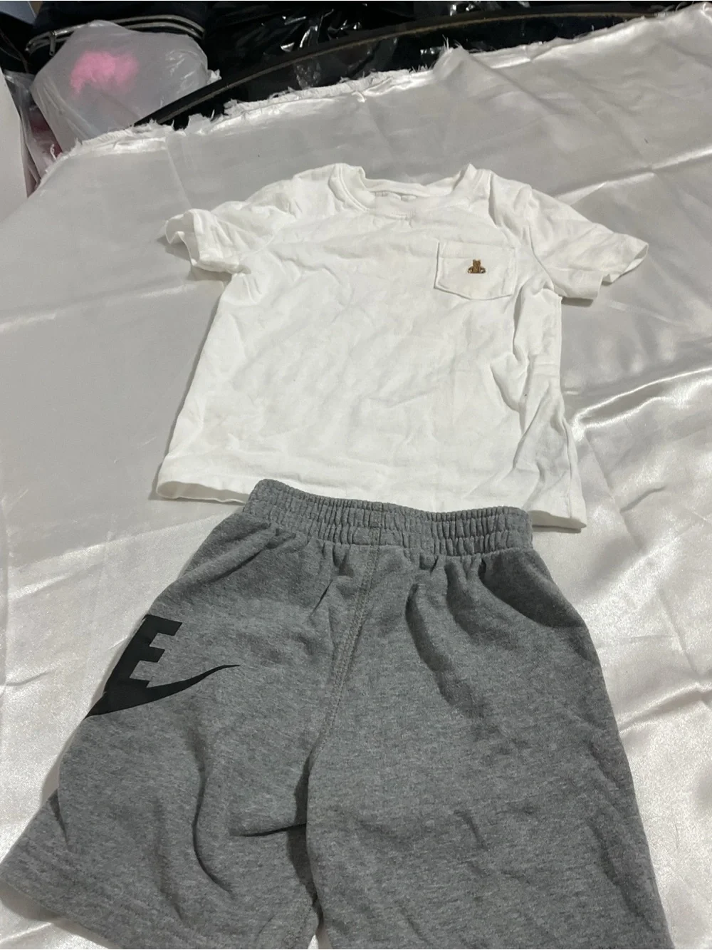 Nike Gray Boys Athletic Shorts with Black Swoosh